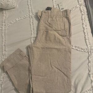 Men’s straight fit beige linen pants